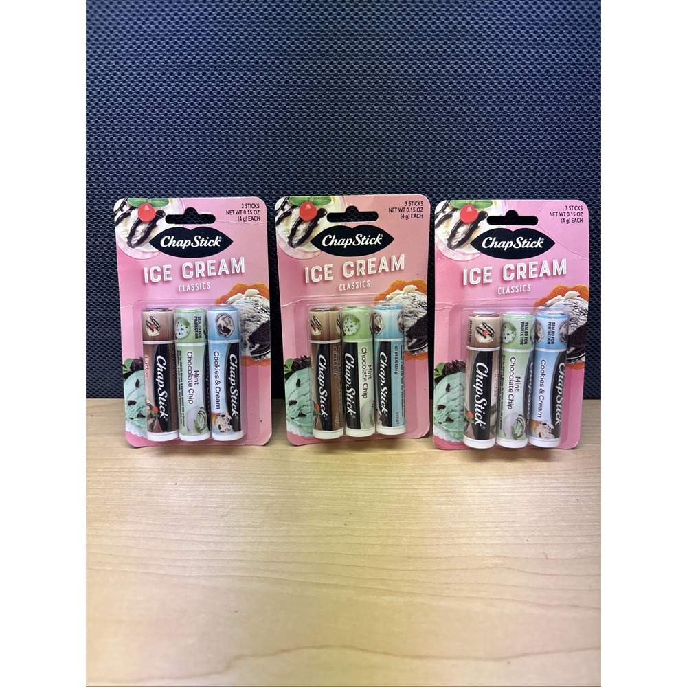 Lot of 3 And Total Of 9 - ChapStick Ice Cream Classics Lip Balm